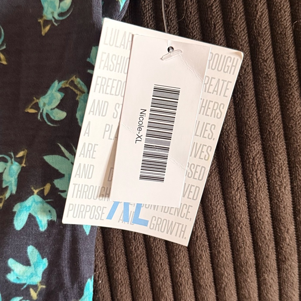 LuLaRoe dark Gray and Green Floral Nicole Dress - Picture 4 of 5
